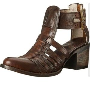 Freebird Blake Boots Booties Strappy Medium Brown Buckle Leather - Womens 7